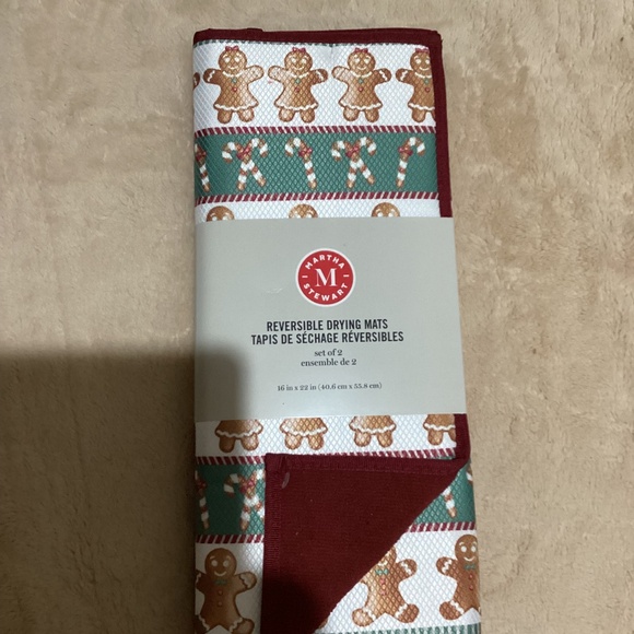 New Martha Stewart Reversible Dish Drying Mats - gingerbread and candy canes-2 p - Picture 1 of 7